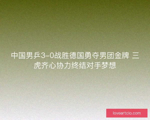 中国男乒3-0战胜德国勇夺男团金牌 三虎齐心协力终结对手梦想